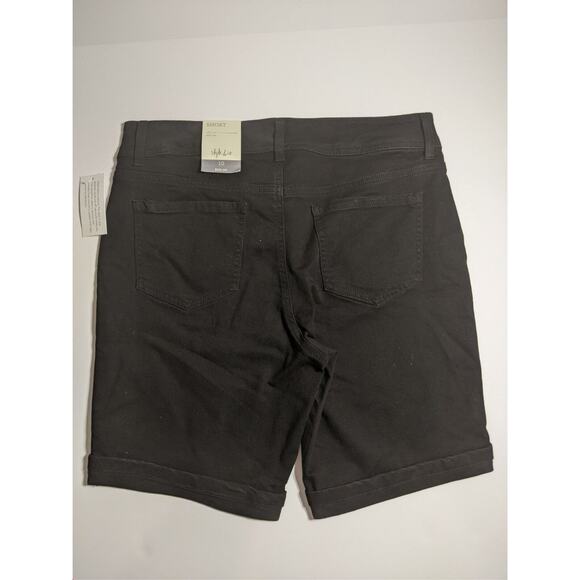Style & Co Denim Shorts Deep Black 10 Cuffed Hem Mid Rise Button Fly Regular Fit - Picture 7 of 8